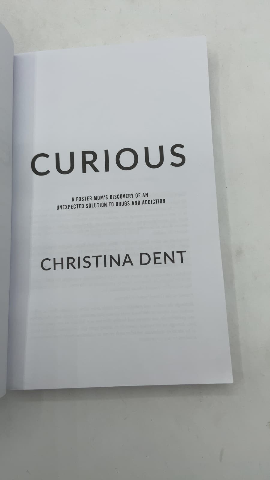 Curious: A Foster Mom's Discovery of an Unexpected Solution to Drugs and Addiction by Christina Dent - title page