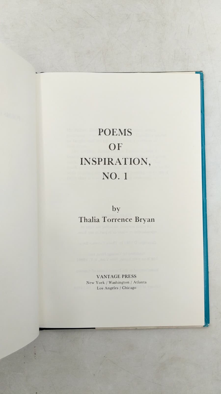 Poems of Inspiration, No. 1 by Thalia Torrence Bryan - title page