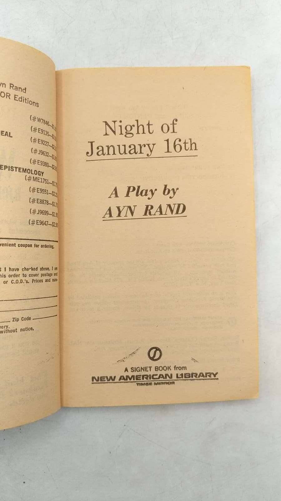Night of January 16th by Ayn Rand - title page