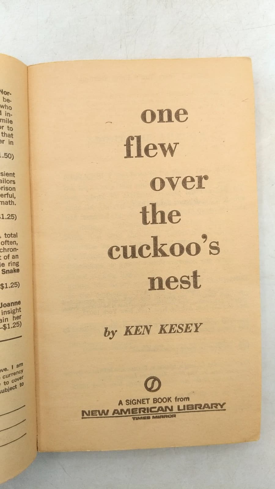 one flew over the cuckoo's nest by KEN Kesey - title page