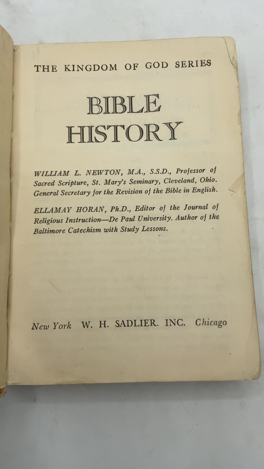 Bible History by William L. Newton and Ellamay Horan - title page