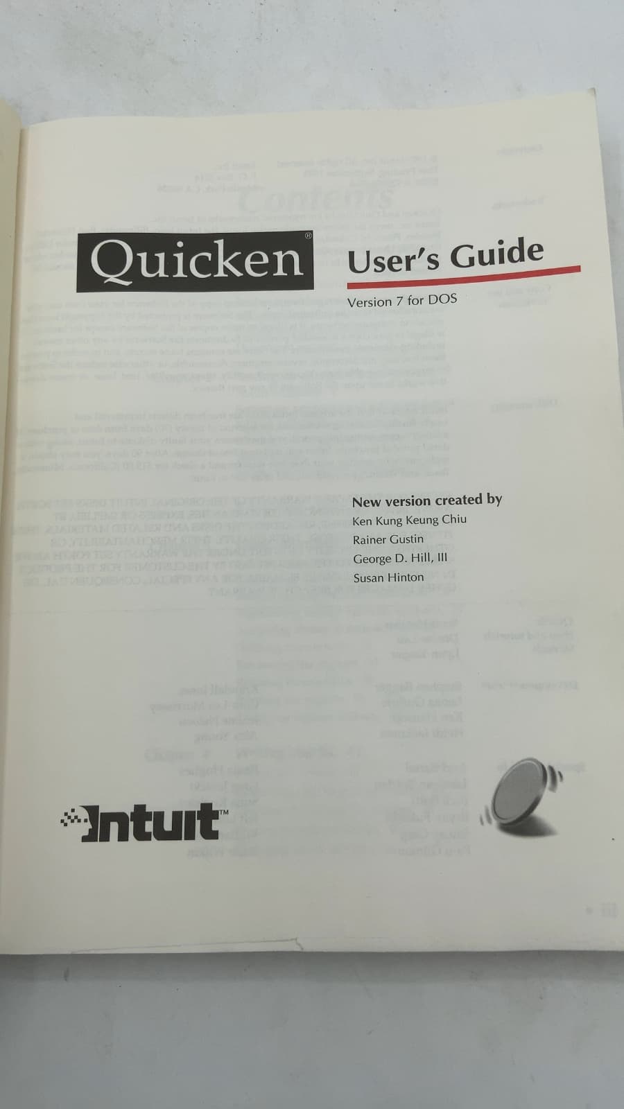 Quicken User's Guide Version 7 for DOS by Ken Kung Keung Chiu, Rainer Gustin, George D. Hill, III, Susan Hinton - title page