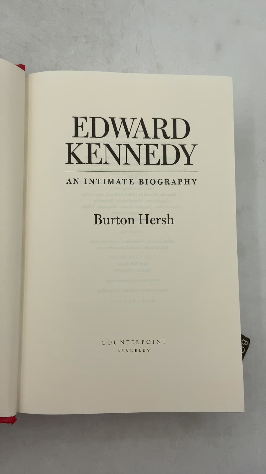 Edward Kennedy: An Intimate Biography by Burton Hersh - title page