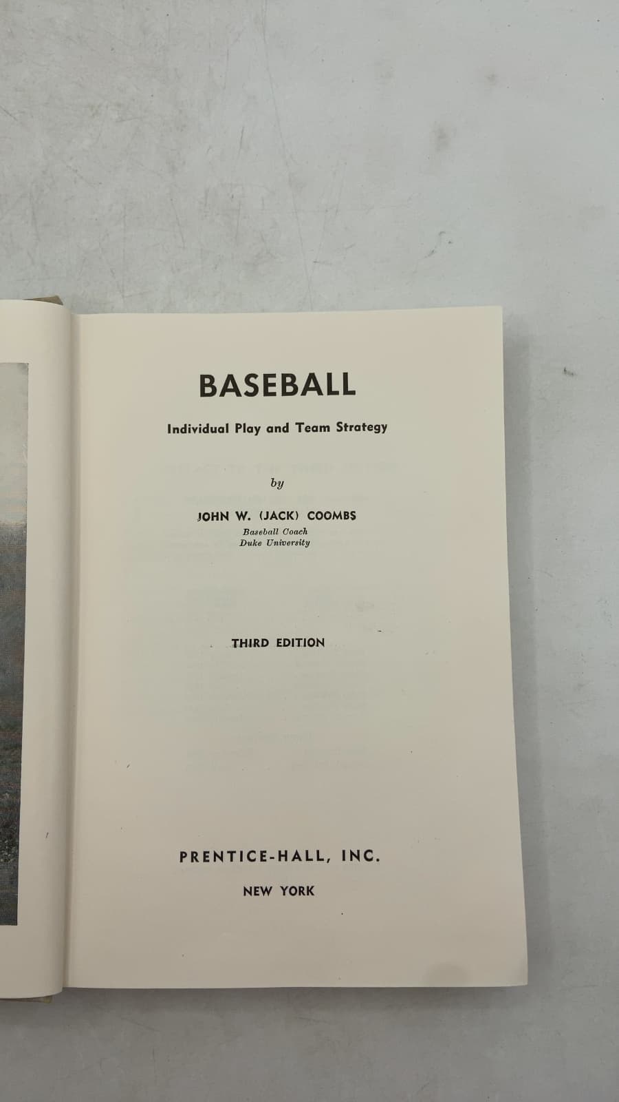 Baseball: Individual Play and Team Strategy by John W. (Jack) Coombs - title page