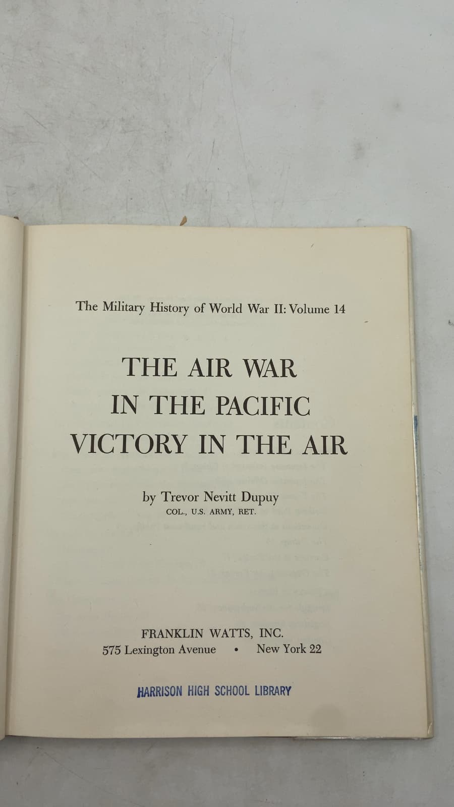 THE AIR WAR IN THE Pacific Victory IN THE AIR by Trevor Nevitt Dupuy - title page