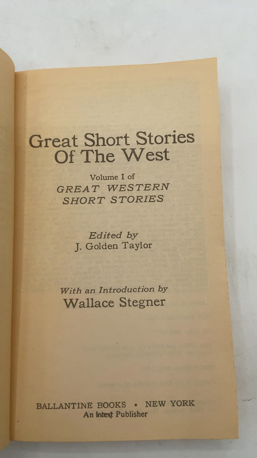 Great Short Stories of the West, Vol. I by J. Golden Taylor (Editor) - title page