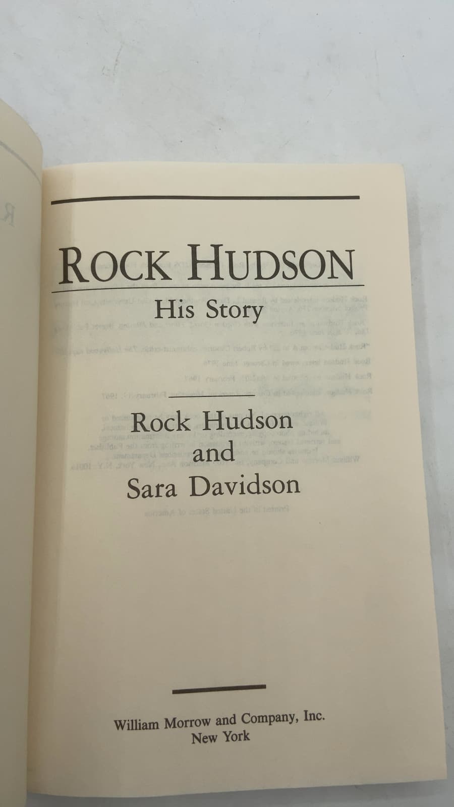 Rock Hudson: His Story by Rock Hudson and Sara Davidson - title page