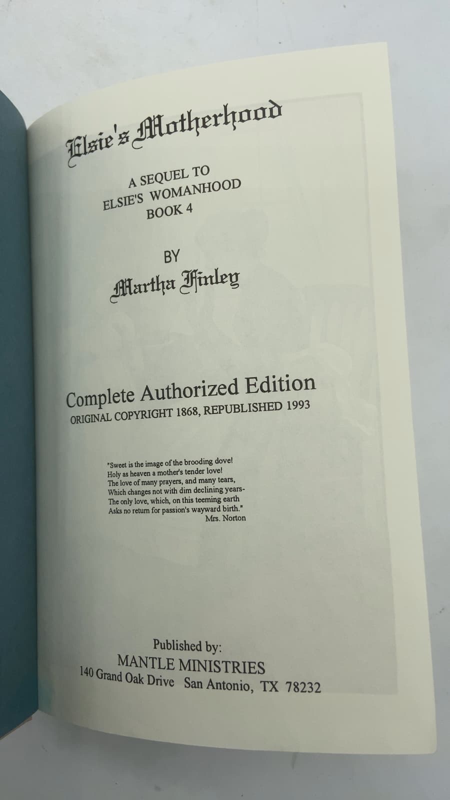 Elsie's Motherhood by Martha Finley - title page