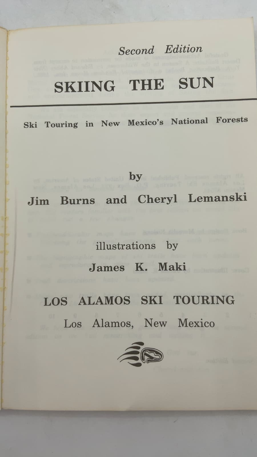 Skiing the Sun: Ski Touring in New Mexico's National Forests by Jim Burns and Cheryl Lemanski - title page