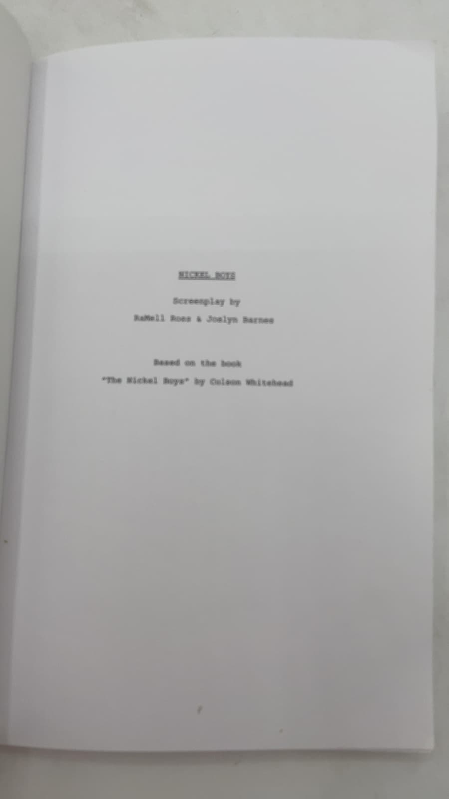 Nickel Boys by RaMell Ross & Joslyn Barnes - title page