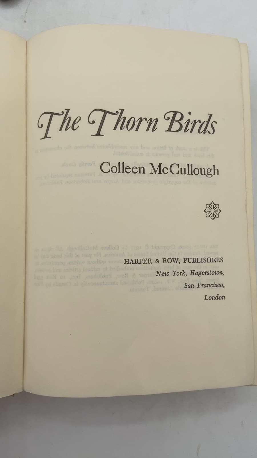 The Thorn Birds by Colleen McCullough - title page