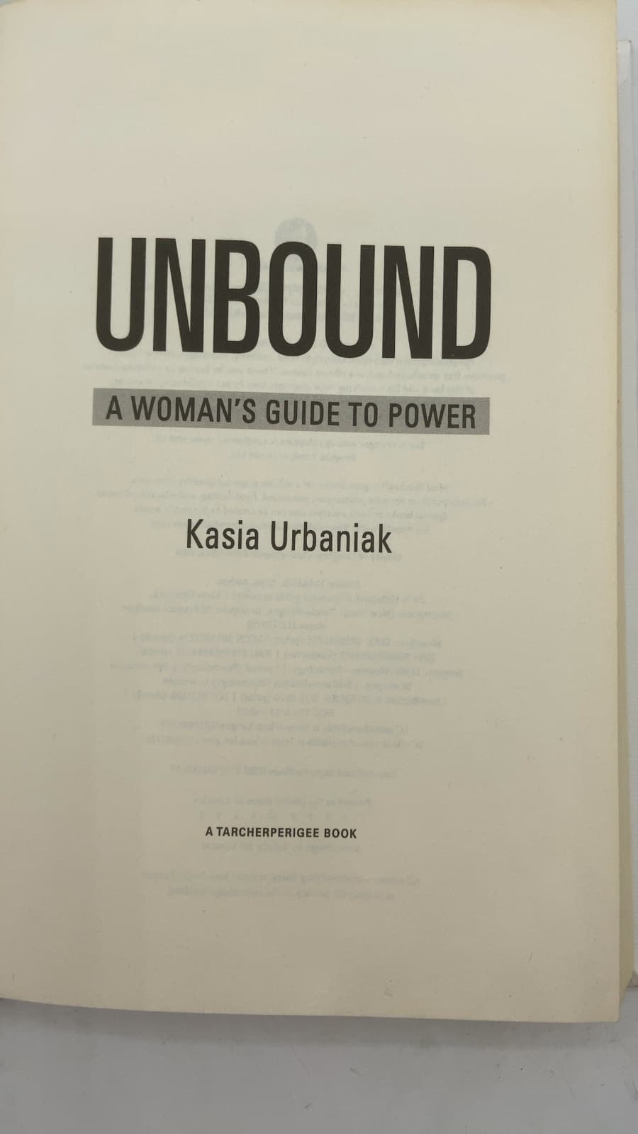 UNBOUND: A Woman's Guide to Power by Kasia Urbaniak - title page