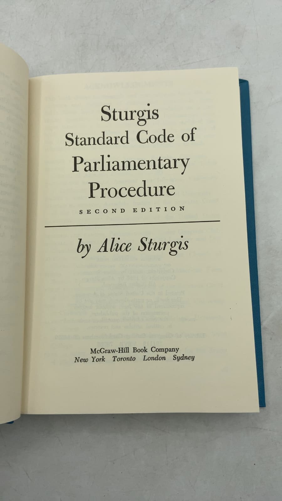 Sturgis Standard Code of Parliamentary Procedure by Alice Sturgis - title page