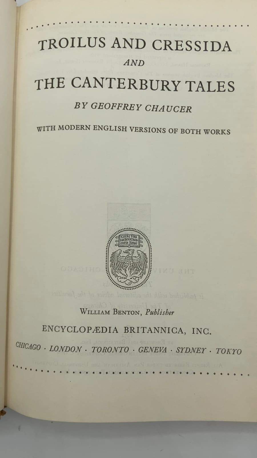 Troilus and Cressida and The Canterbury Tales by Geoffrey Chaucer - title page