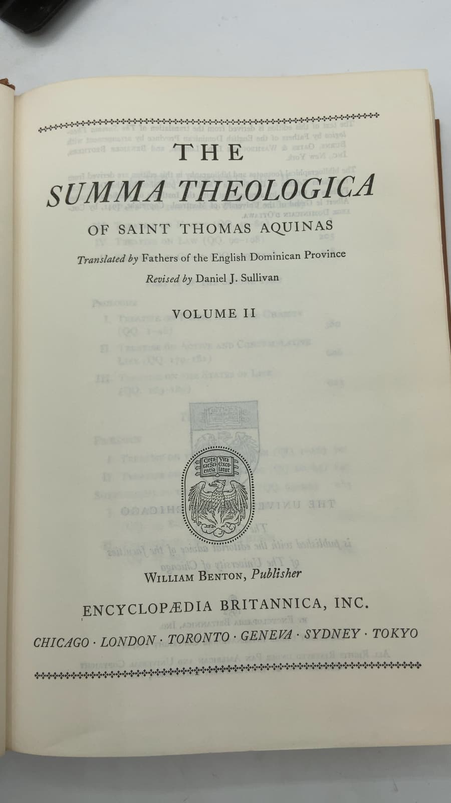 The Summa Theologica of Saint Thomas Aquinas Volume II by Saint Thomas Aquinas - title page