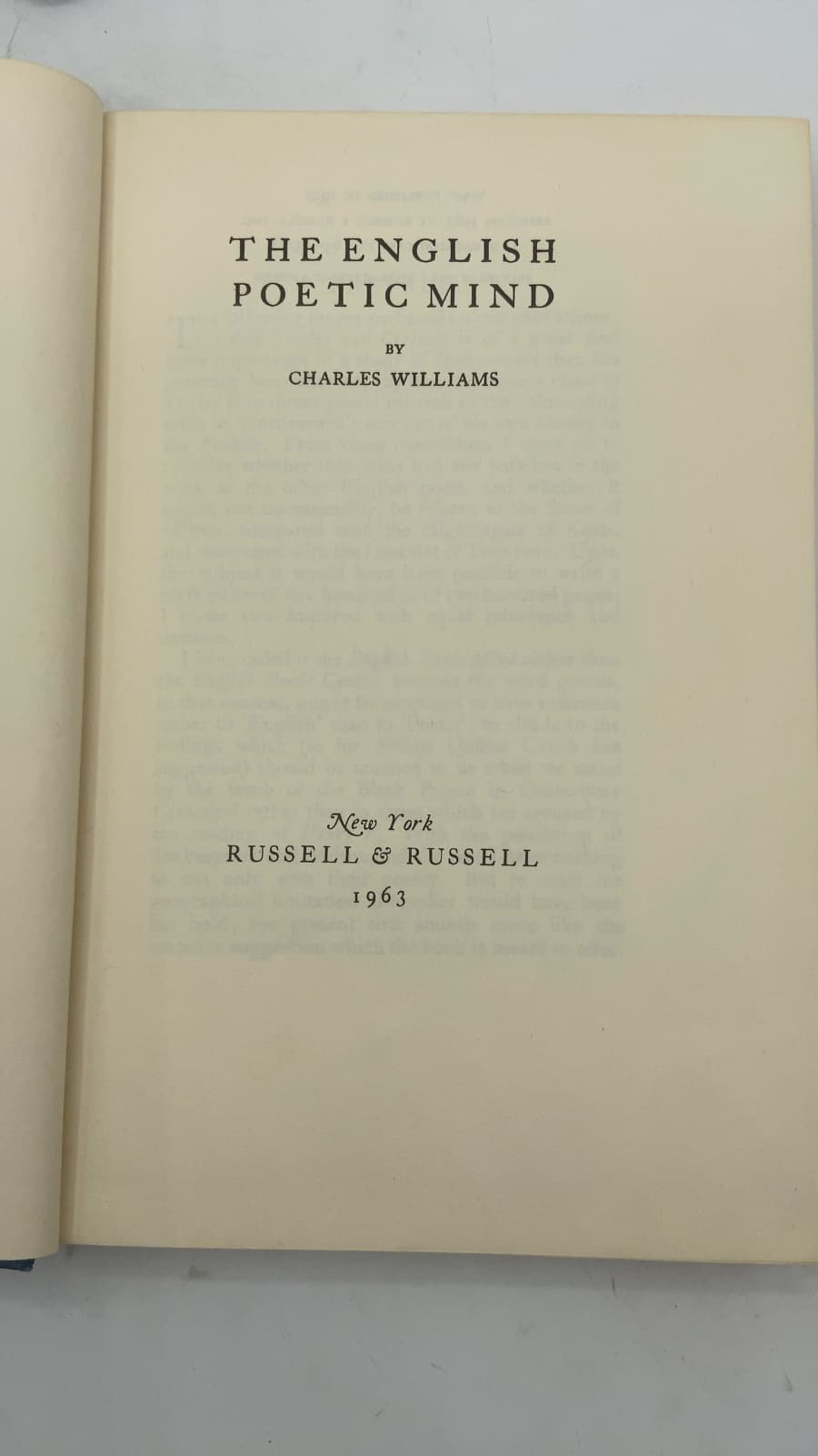 THE English Poetic Mind by Charles Williams - title page