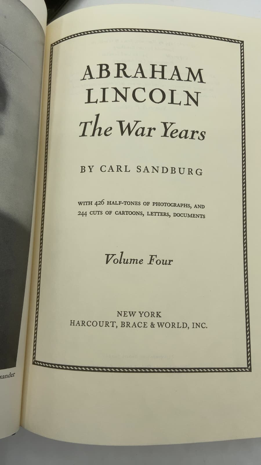 Abraham Lincoln: The War Years, Volume Four by Carl Sandburg - title page