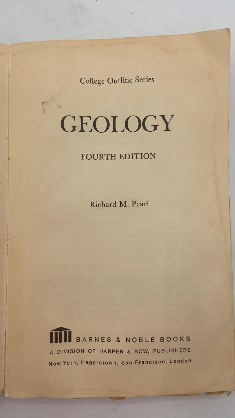 Geology: An Introduction to Principles of Physical and Historical Geology by Richard M. Pearl - title page