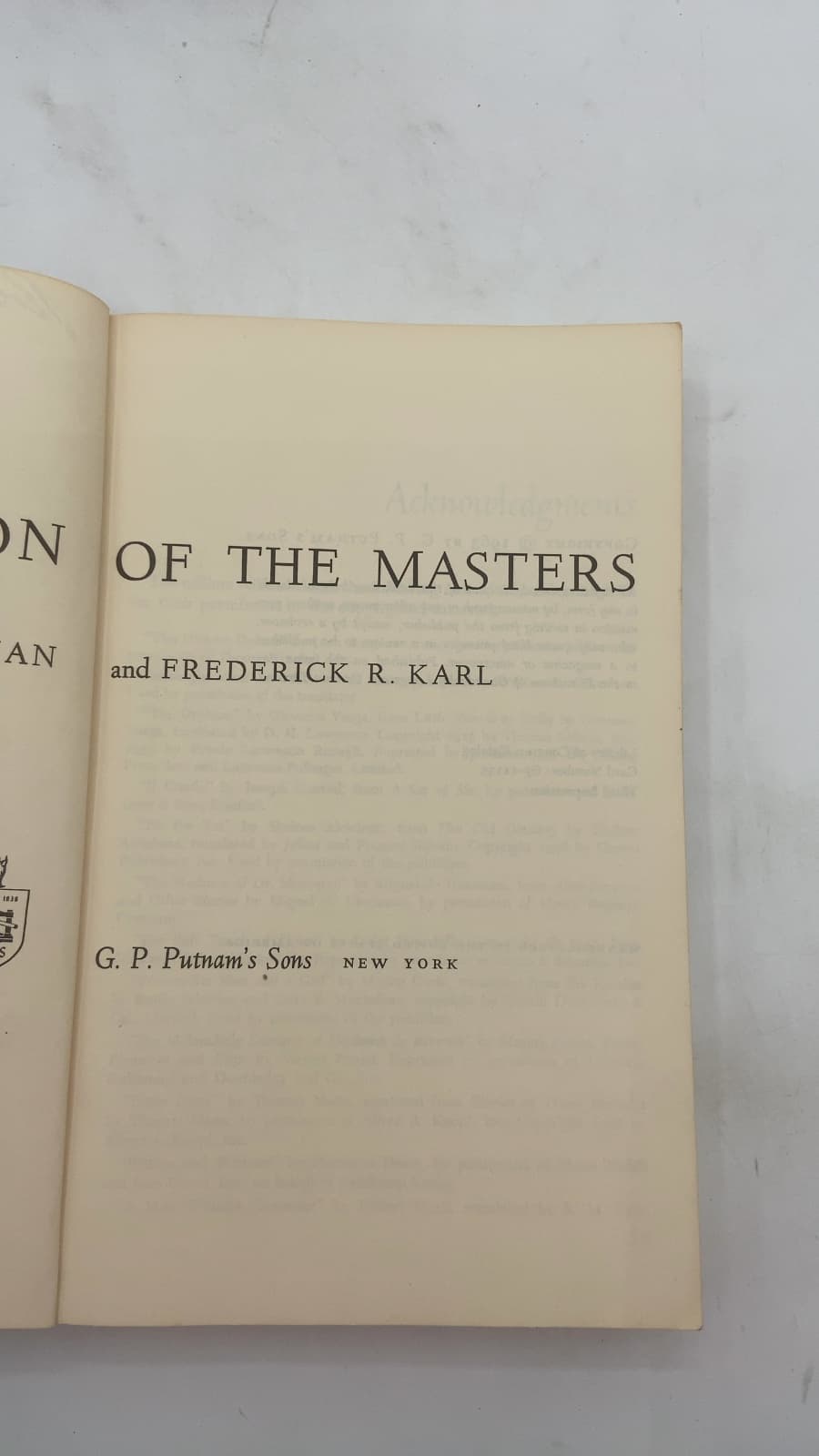 Short Fiction of the Masters by Leo Hamalian and Frederick R. Karl - title page