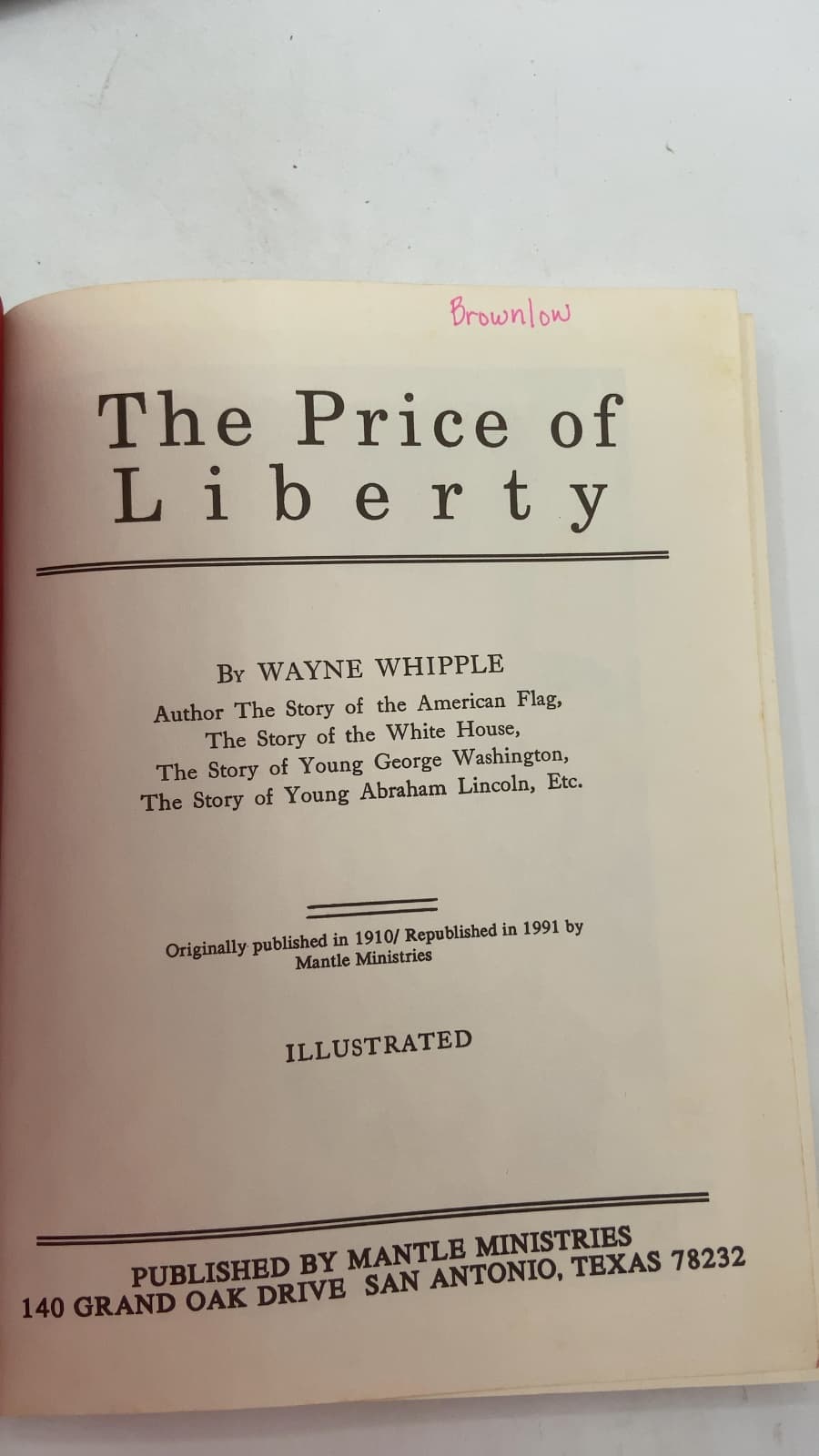 The Price of Liberty by Wayne Whipple - title page