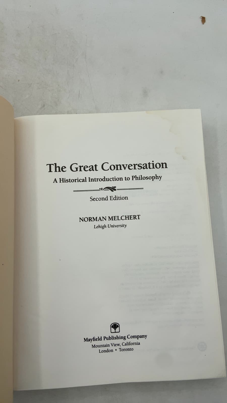 The Great Conversation: A Historical Introduction to Philosophy by Norman Melchert - title page