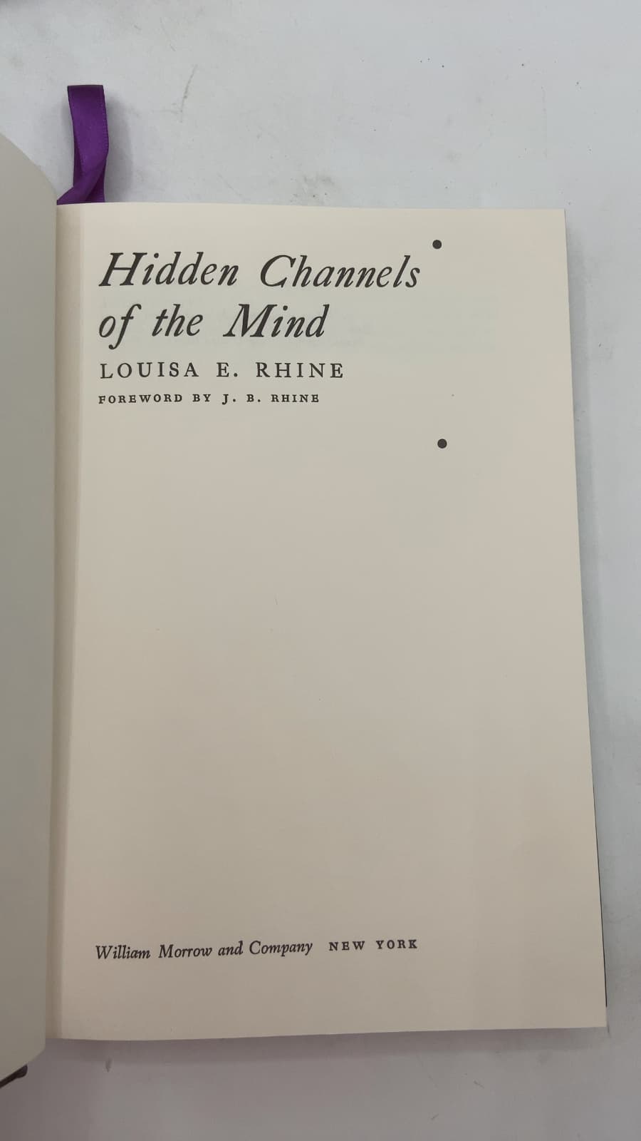 Hidden Channels of the Mind by Louisa E. Rhine - title page