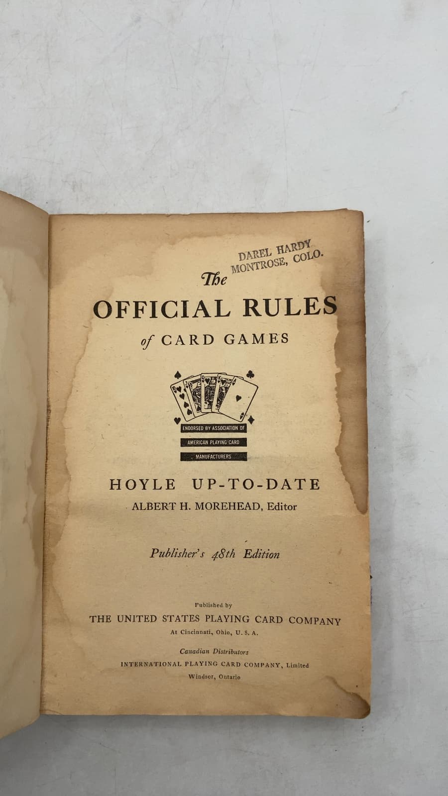 The Official Rules of Card Games: Hoyle Up-To-Date by Albert H. Morehead, Editor - title page