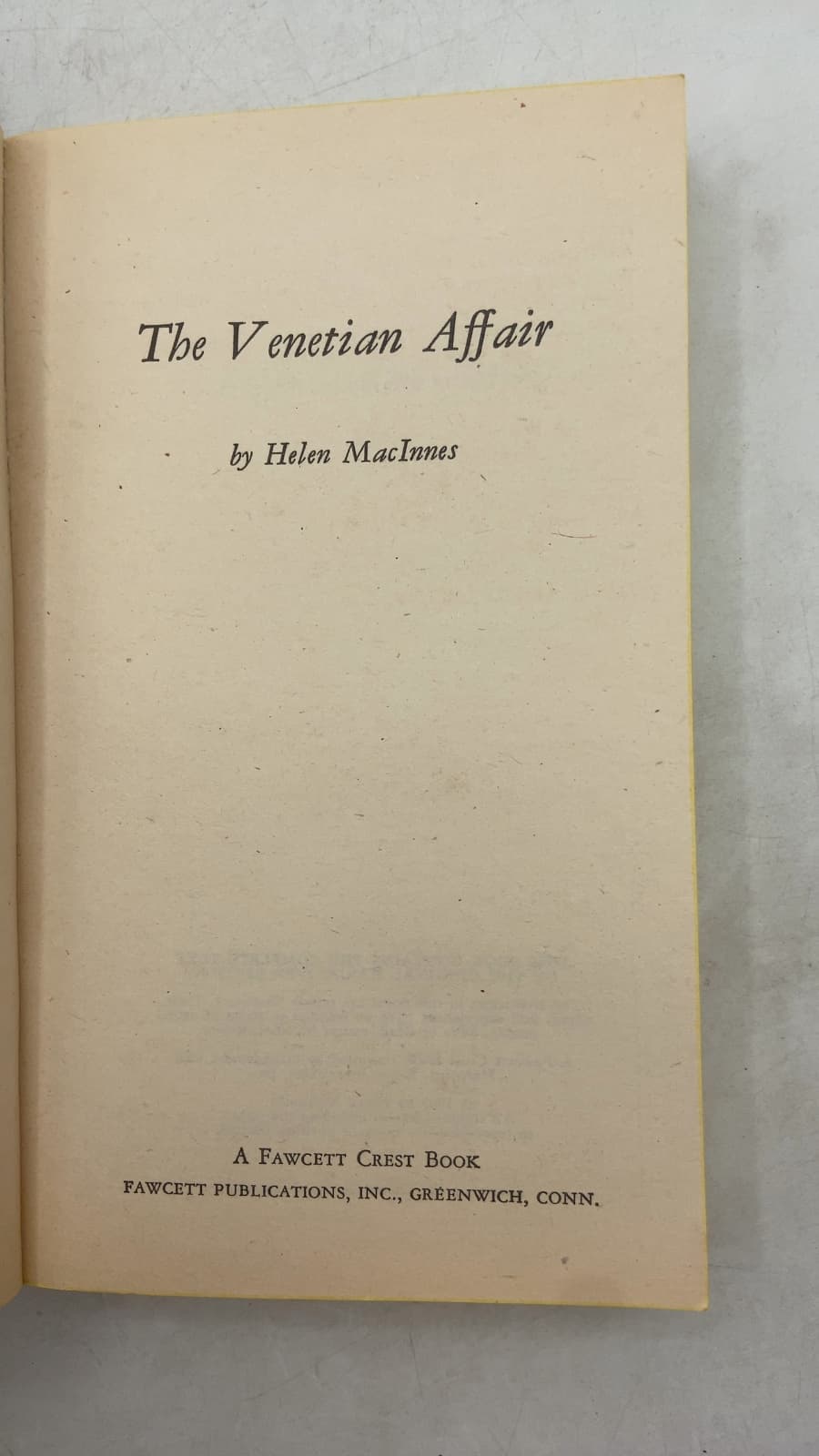 The Venetian Affair by Helen MacInnes - title page