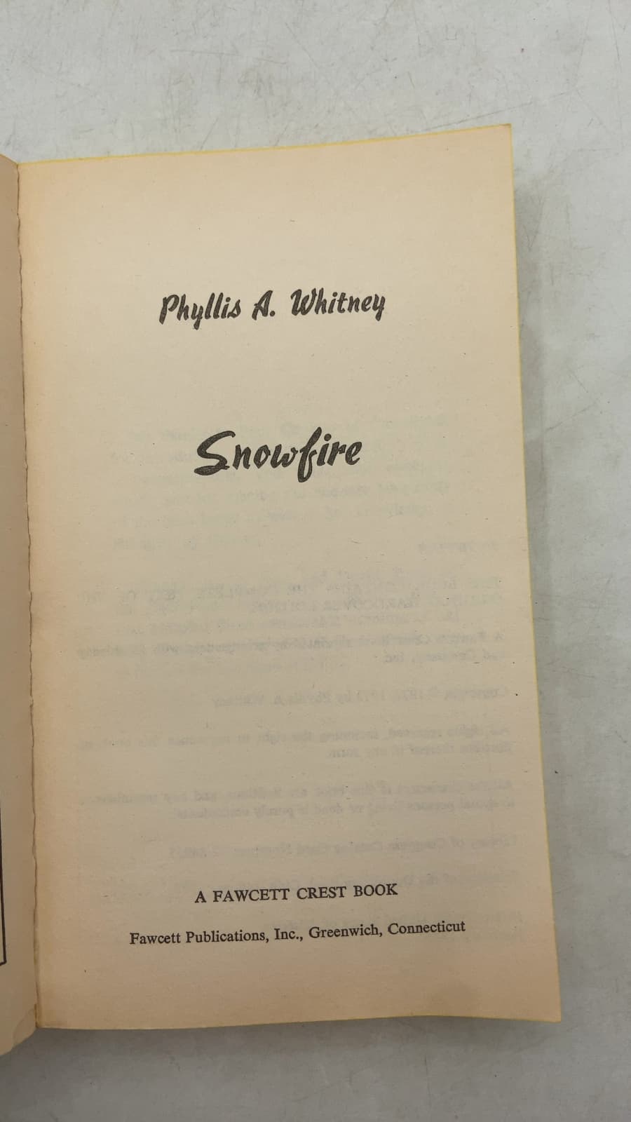 Snowfire by Phyllis A. Whitney - title page