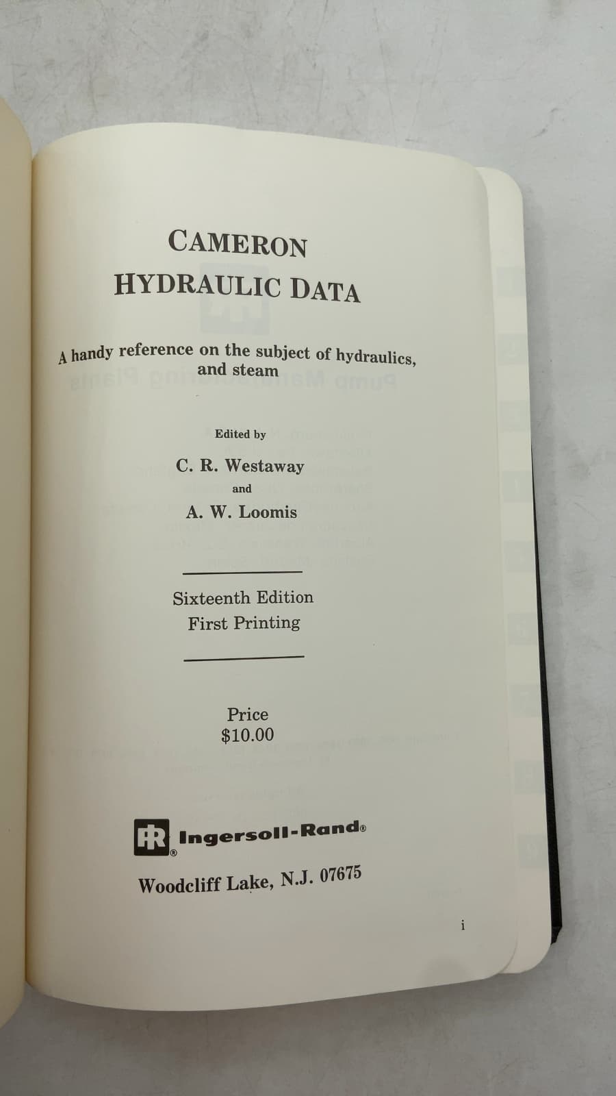 Cameron Hydraulic Data by C. R. Westaway and A. W. Loomis - title page