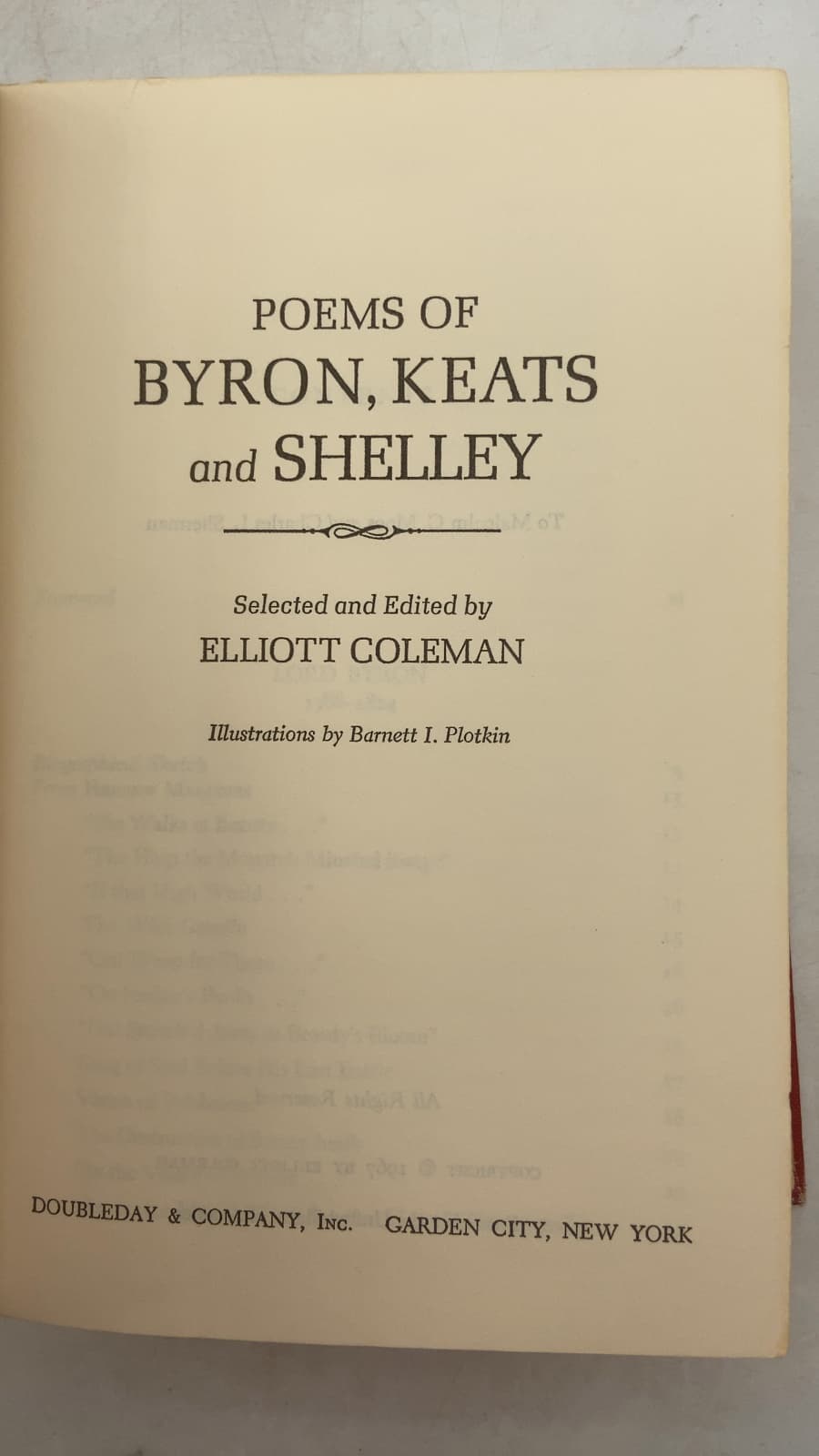 Poems OF Byron, Keats and Shelley by Elliott Coleman (Editor) - title page
