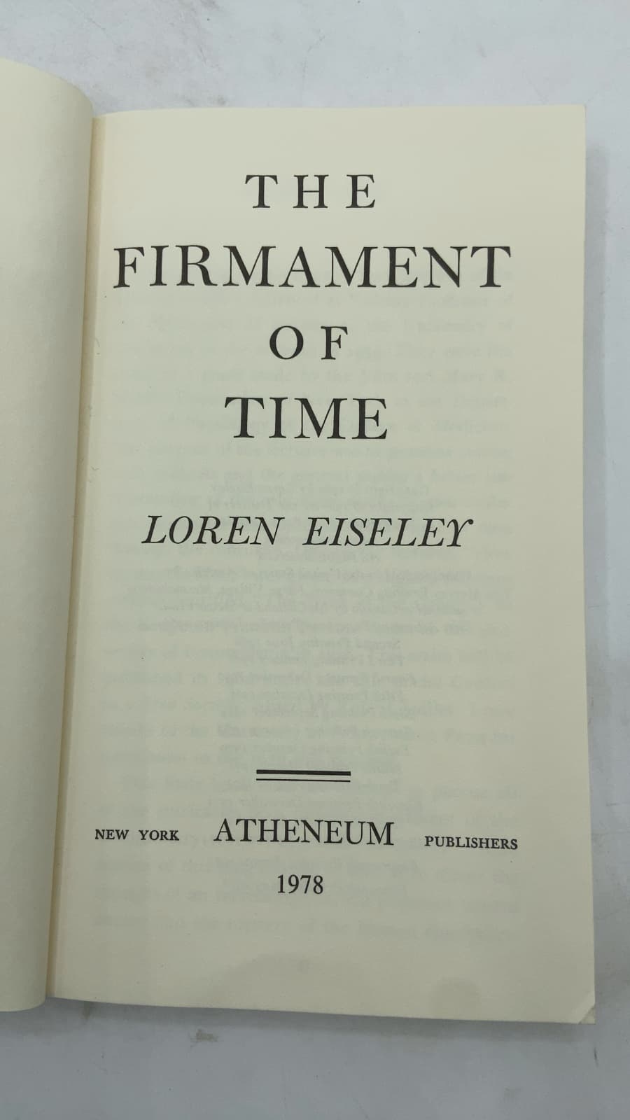 The Firmament of Time by Loren Eiseley - title page