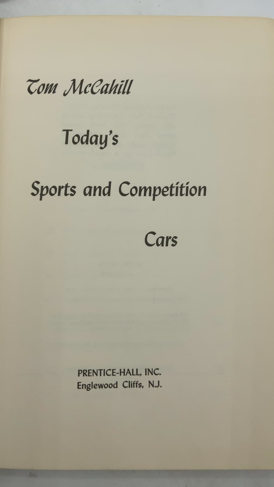 Today's Sports and Competition Cars by Tom McCahill - title page