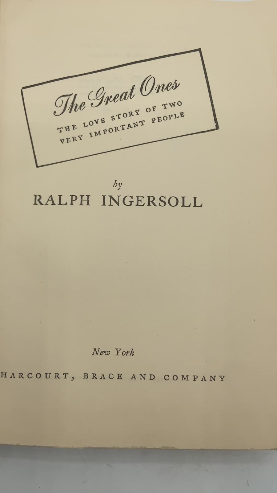 The Great Ones by Ralph Ingersoll - title page