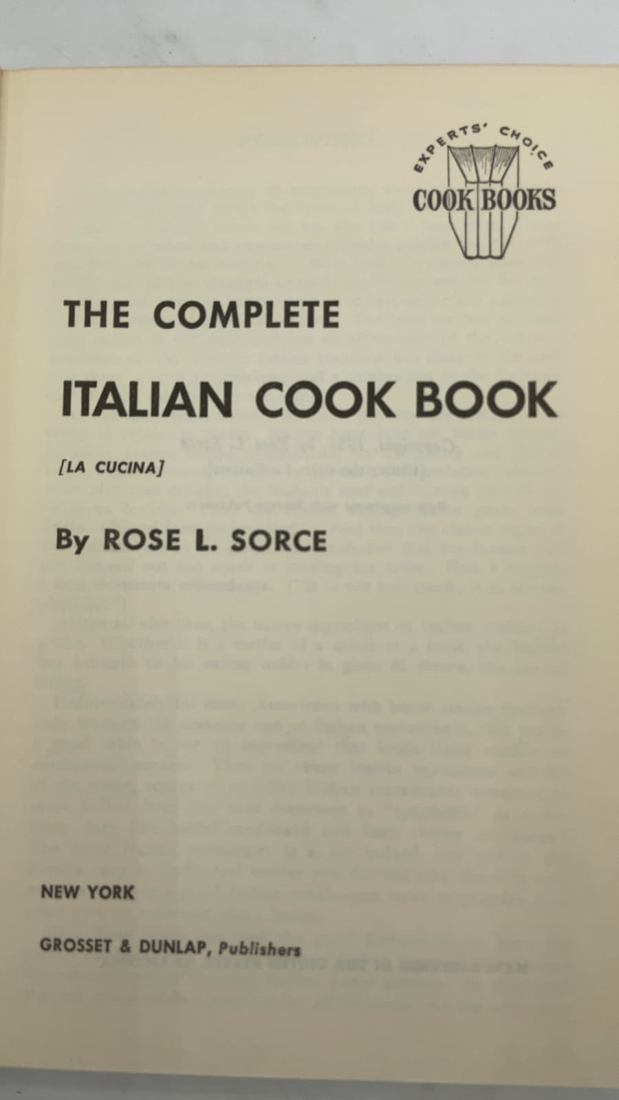 The Complete Italian Cook Book [La Cucina] by Rose L. Sorce - title page
