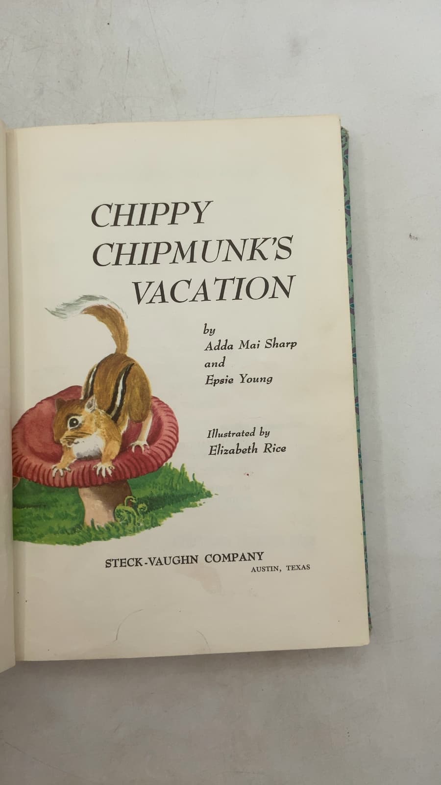 Chippy Chipmunk's Vacation by Adda Mai Sharp and Epsie Young - title page