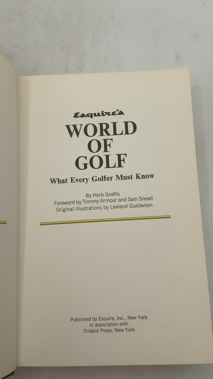 Esquire's World of Golf: What Every Golfer Must Know by Herb Graffis - title page