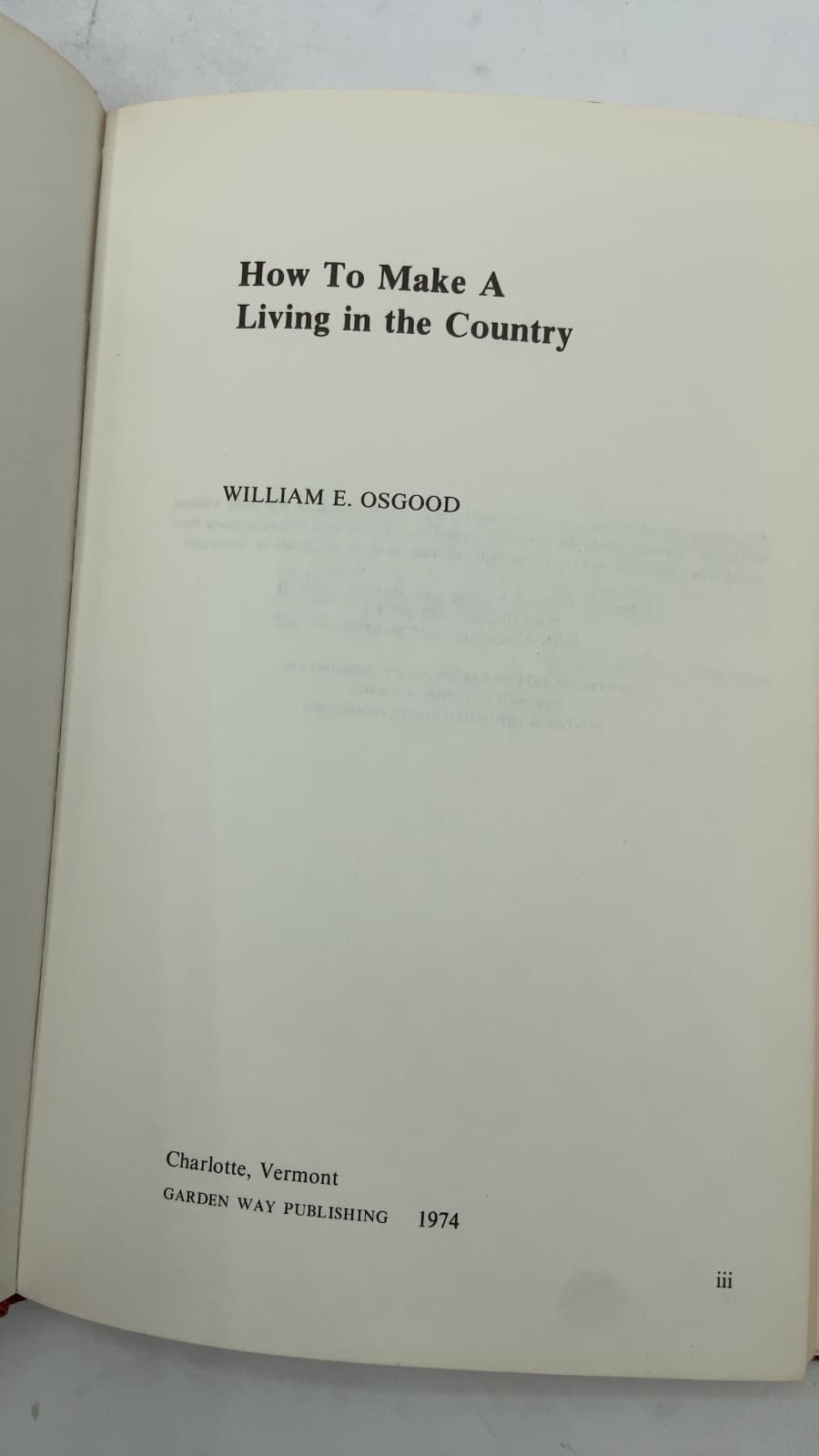 How to Make a Living in the Country by William E. Osgood - title page