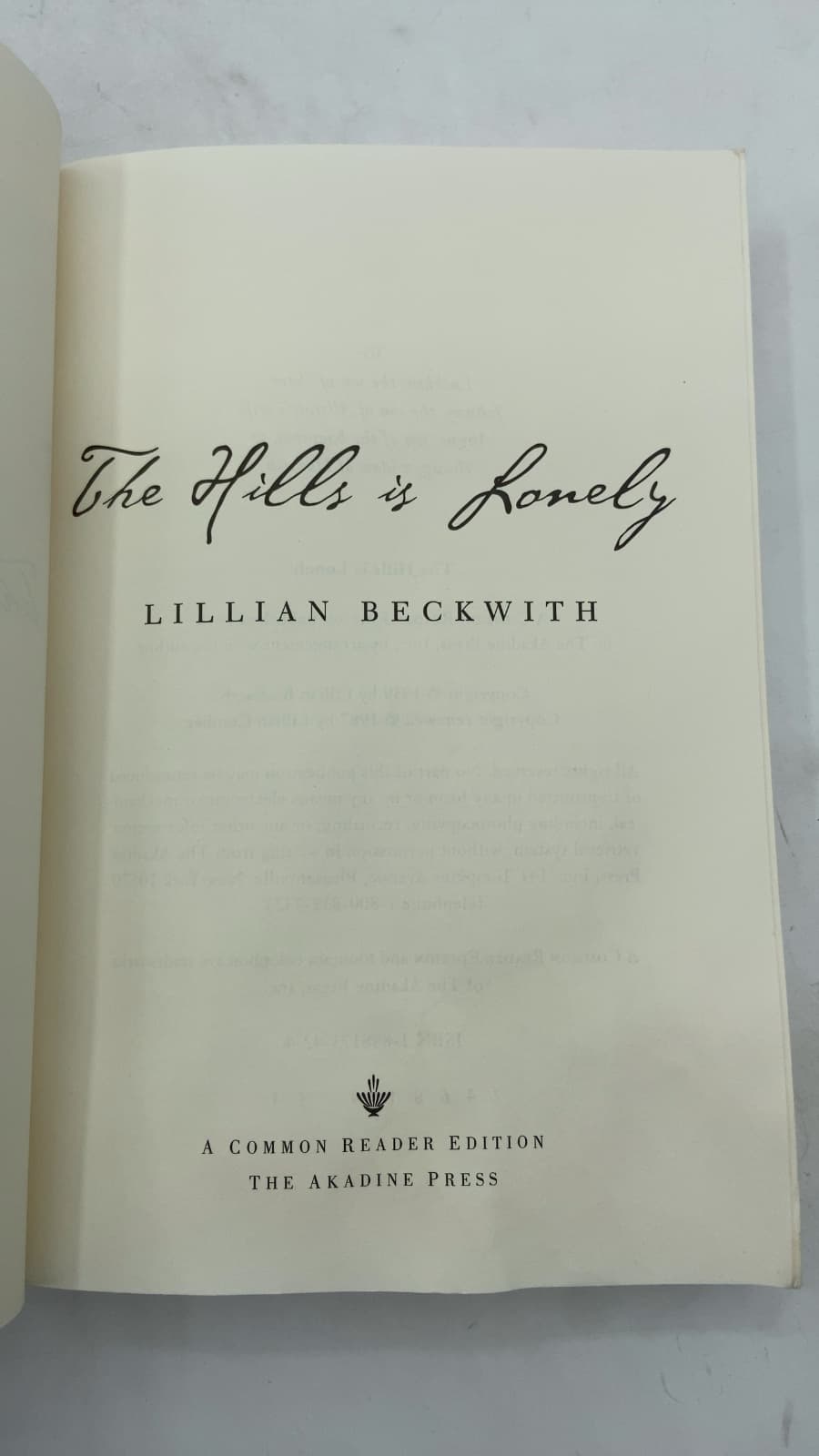 The Hills is Lonely by Lillian Beckwith - title page