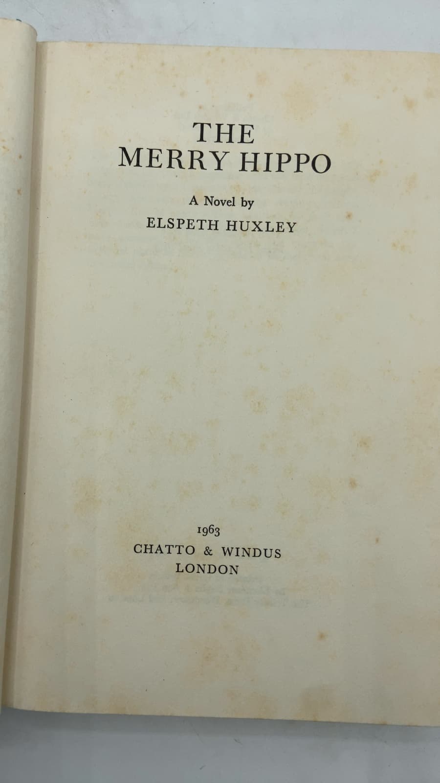 The Merry Hippo by Elspeth Huxley - title page