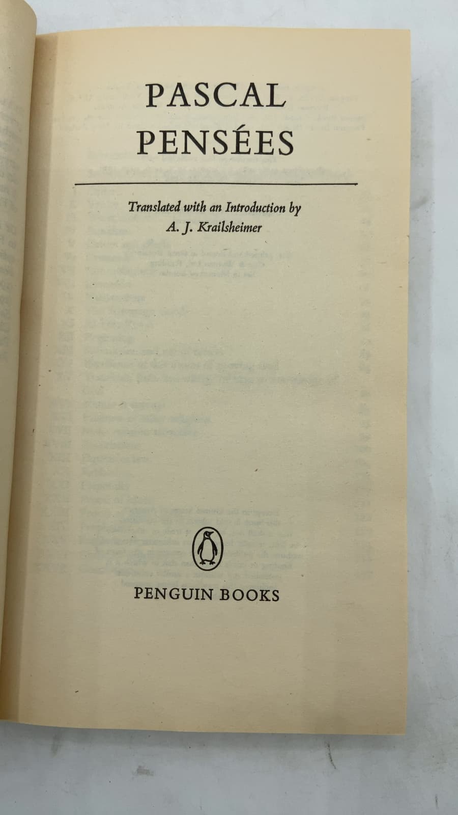 Pascal Pensées by Pascal - title page