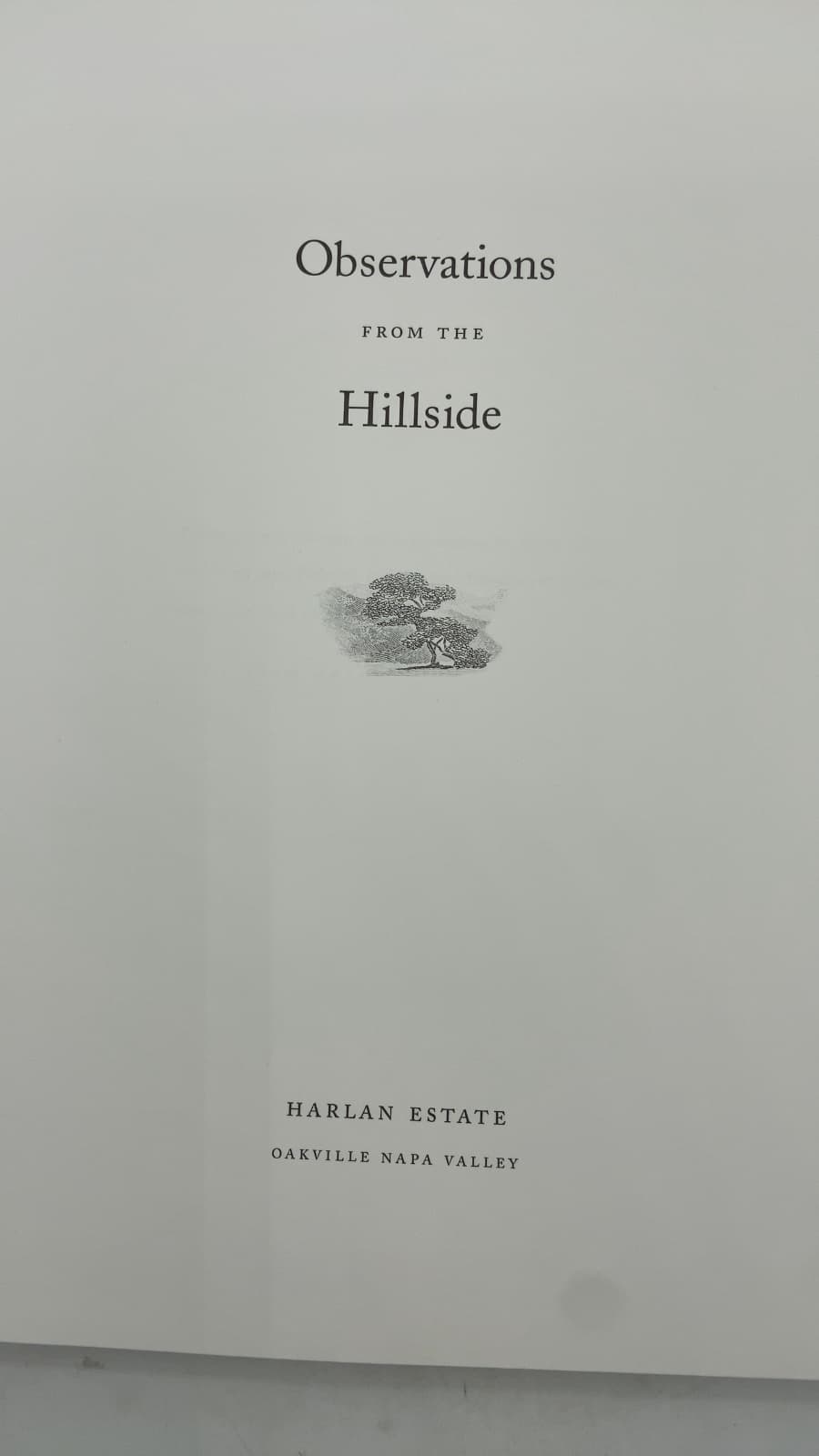Observations from the Hillside by Harlan Estate - title page