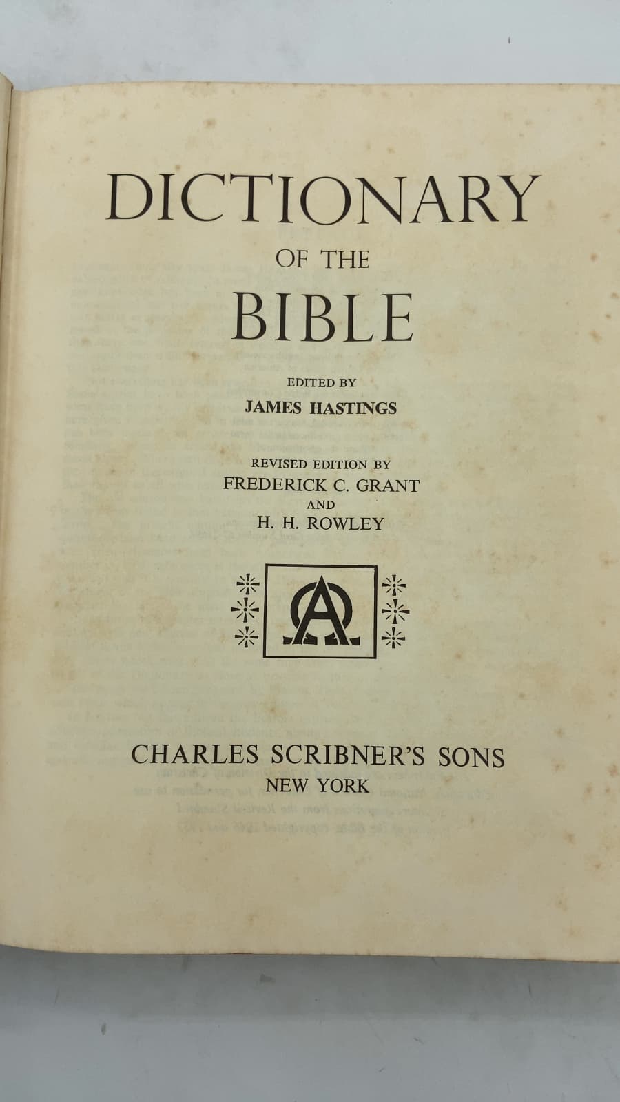 Dictionary of the Bible by James Hastings; Revised Edition by Frederick C. Grant and H. H. Rowley - title page