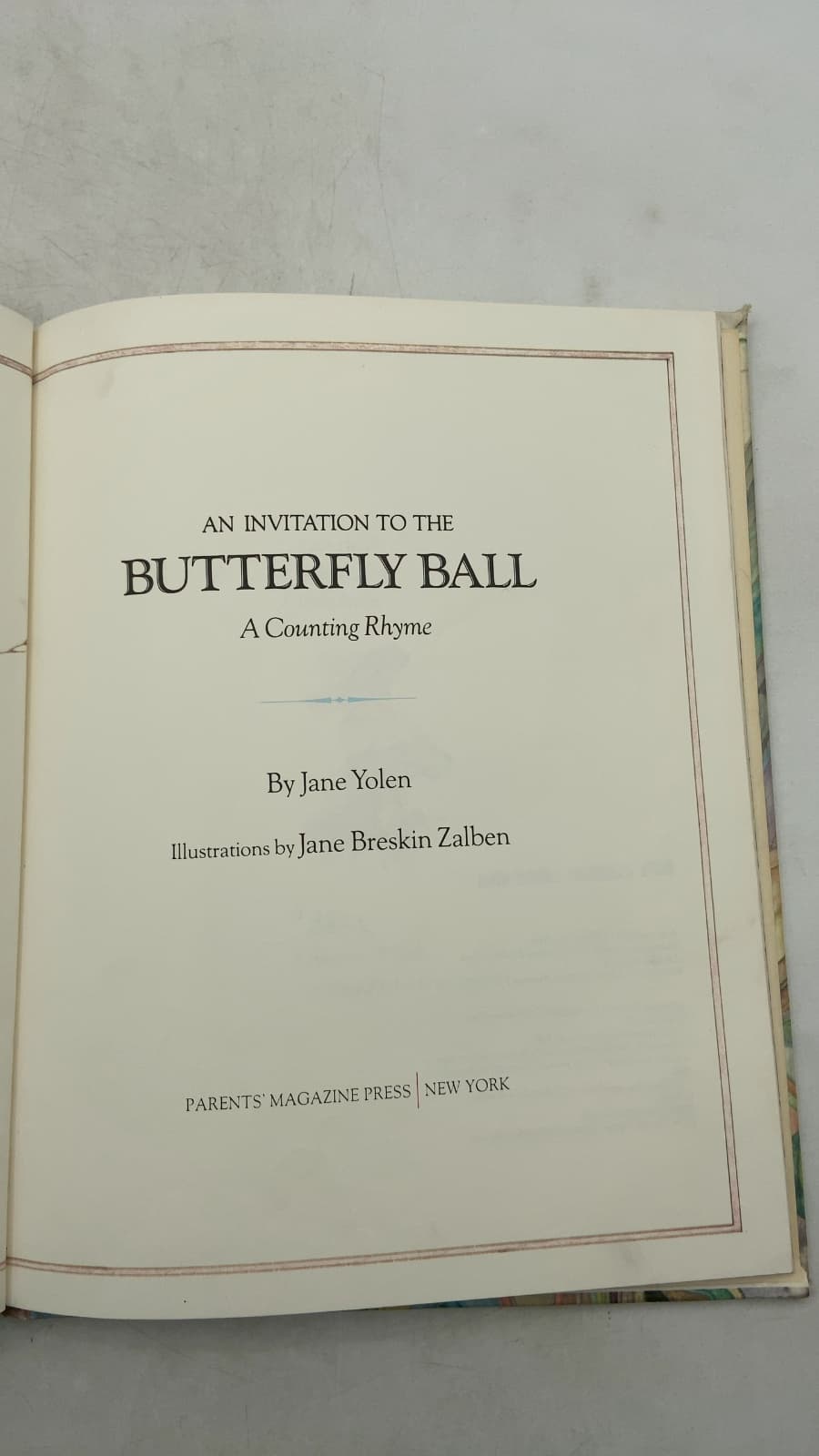 An Invitation to the Butterfly Ball: A Counting Rhyme by Jane Yolen - title page