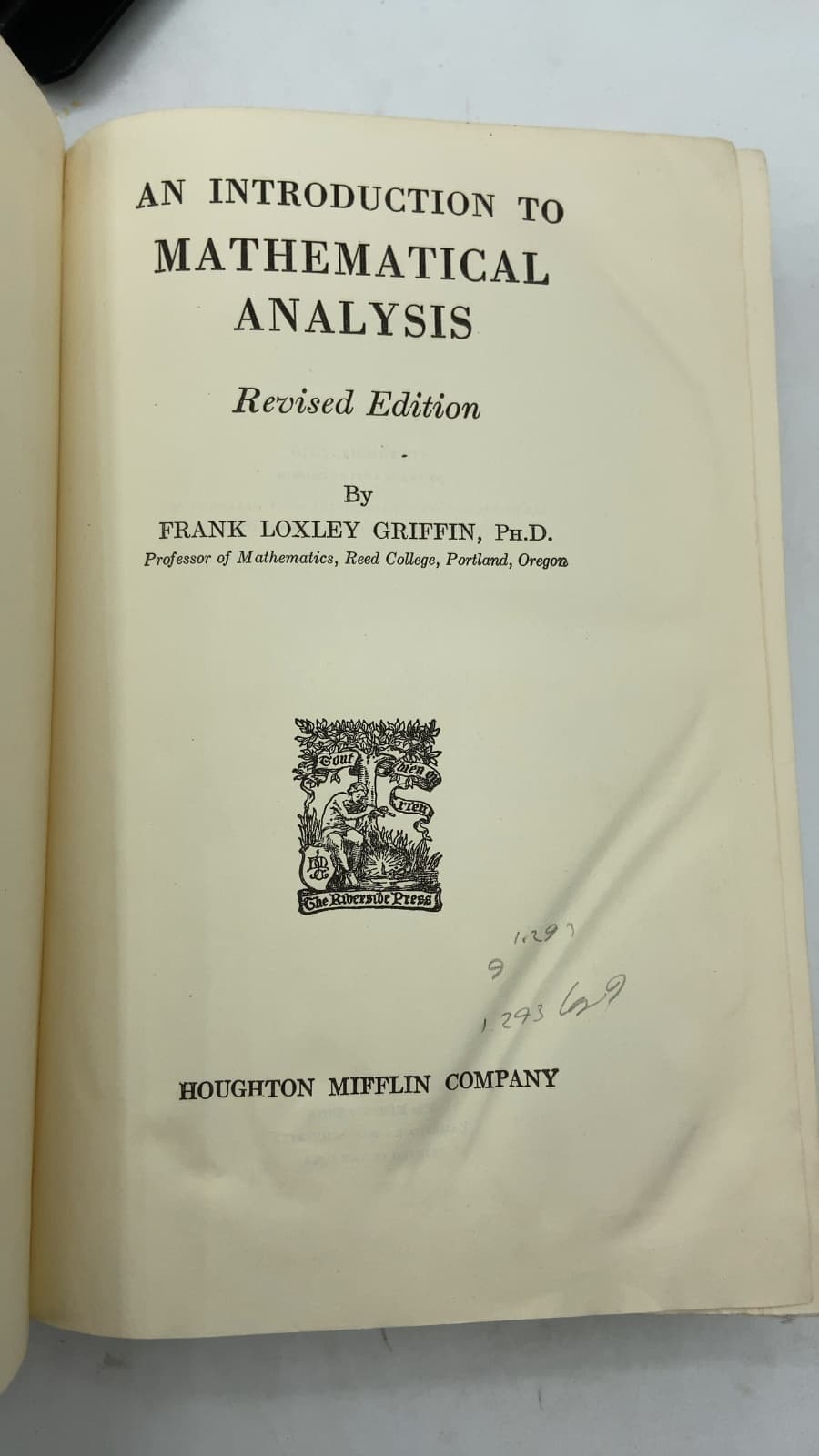 An Introduction to Mathematical Analysis: Revised Edition by Frank Loxley Griffin, Ph.d. - title page