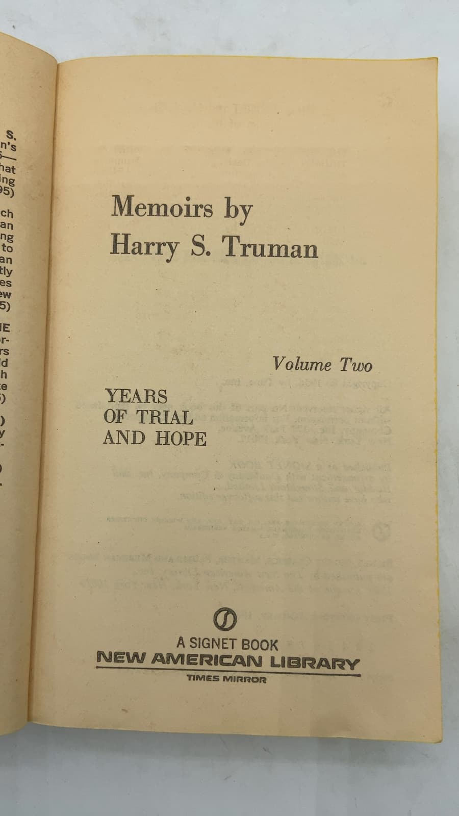 Years of Trial and Hope: Memoirs by Harry S. Truman by Harry S. Truman - title page