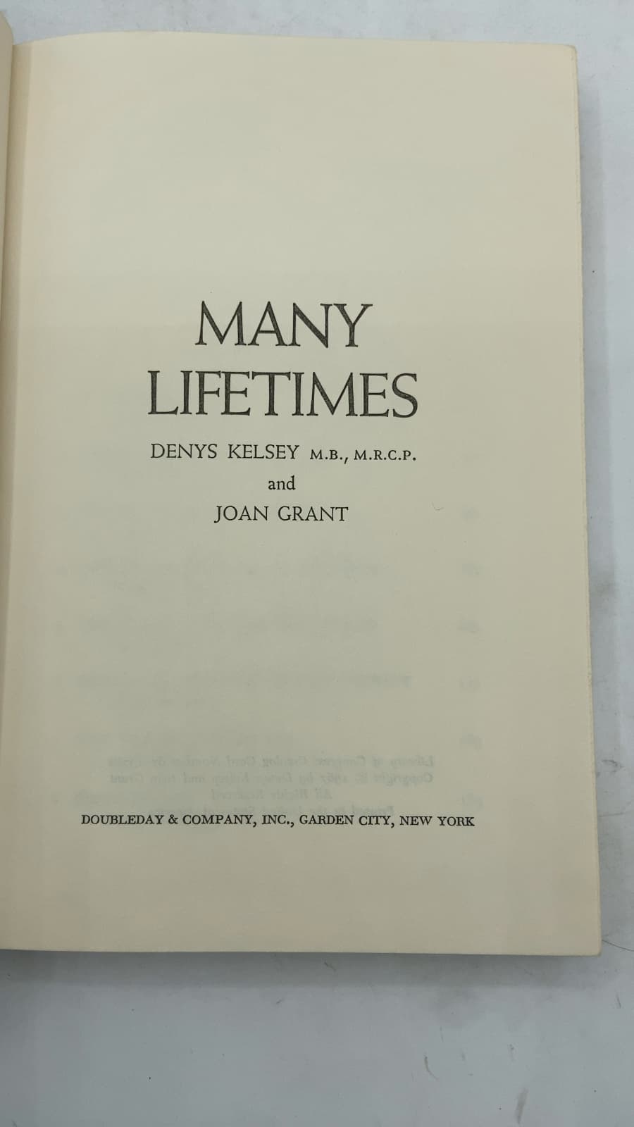 Many Lifetimes by Denys Kelsey and Joan Grant - title page