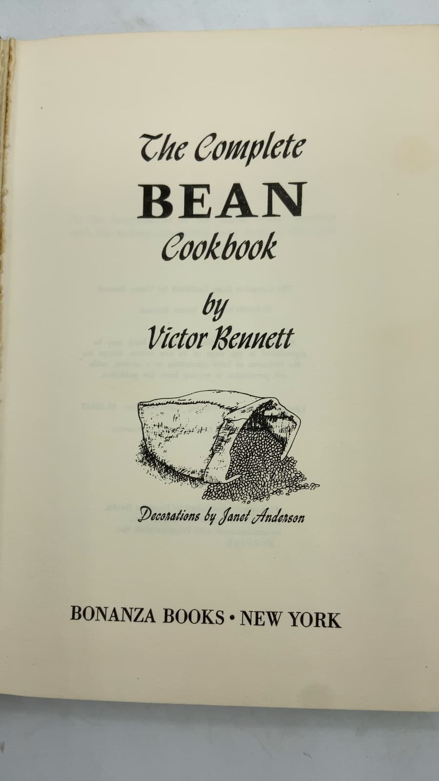 The Complete Bean Cookbook by Victor Bennett - title page