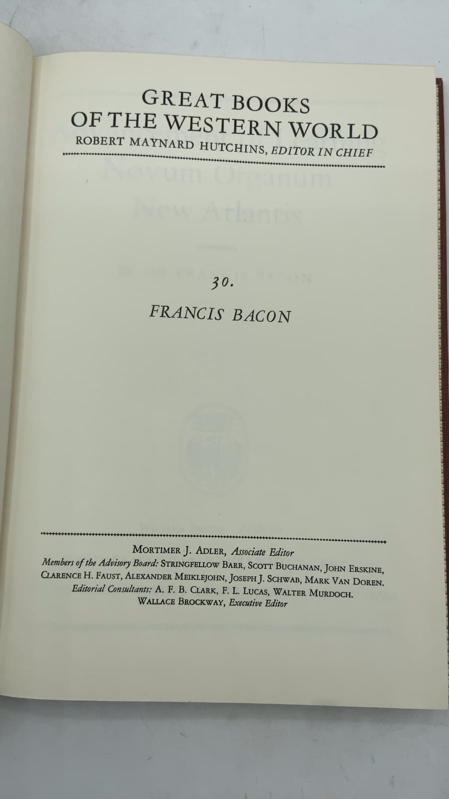 Great Books of the Western World, Vol. 30: Francis Bacon by Francis Bacon - title page