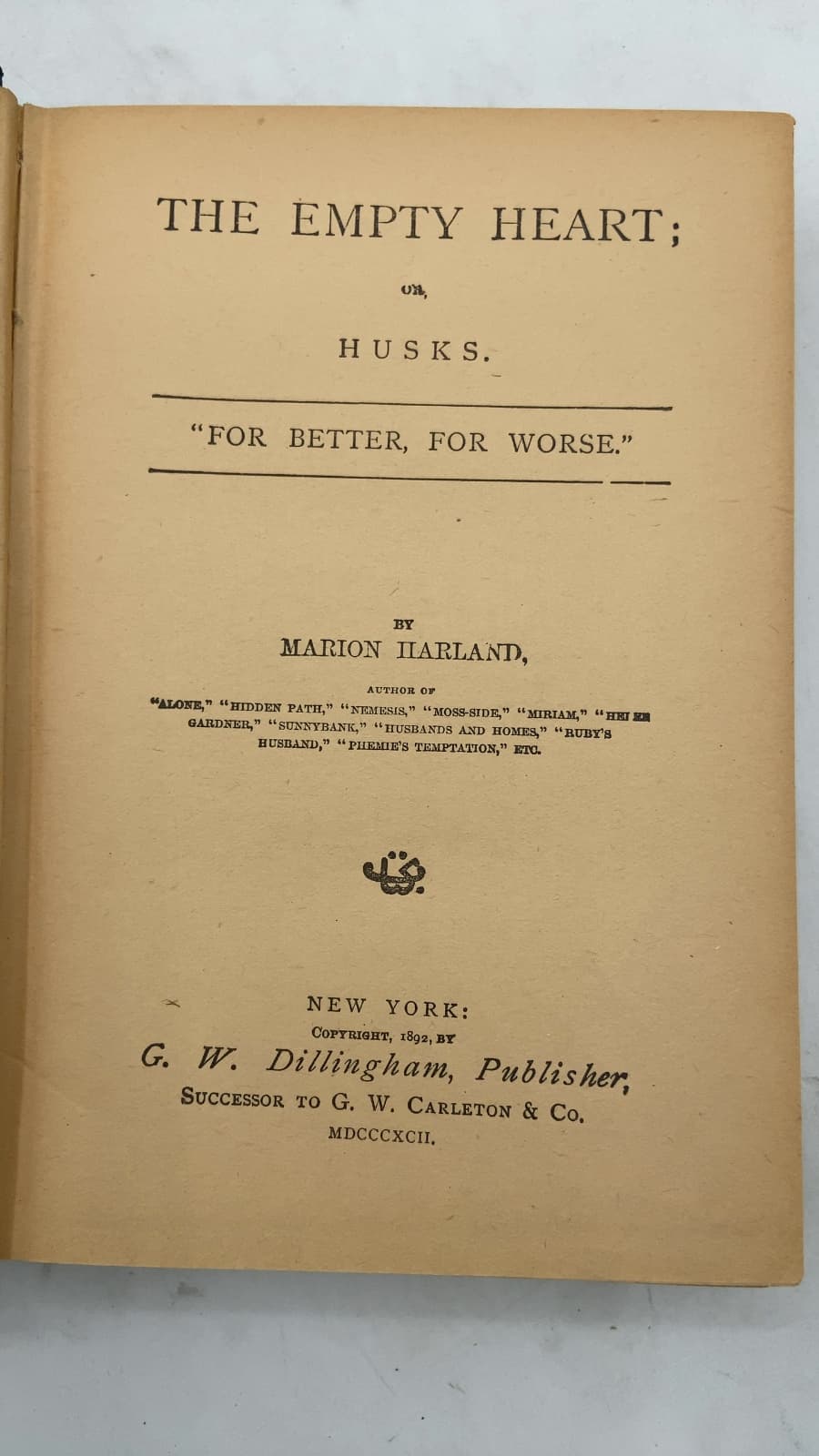 The Empty Heart; or, Husks. by Marion Harland - title page